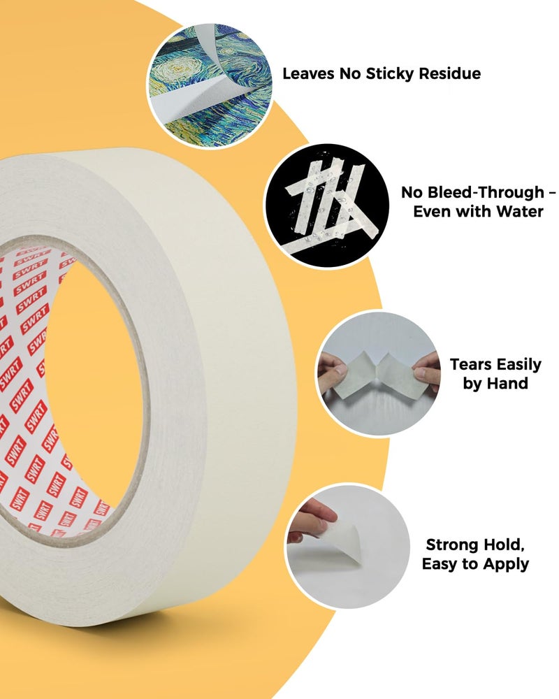 SWRT Masking Tape 0.75 inch x 55 Yards x 10 Rolls (550 Total Yards), Adhesive Painting Tape Bulk for General Purpose Beige White Color for Painting, Crafting, School Stationery, Arts, Home Use etc - Image 4